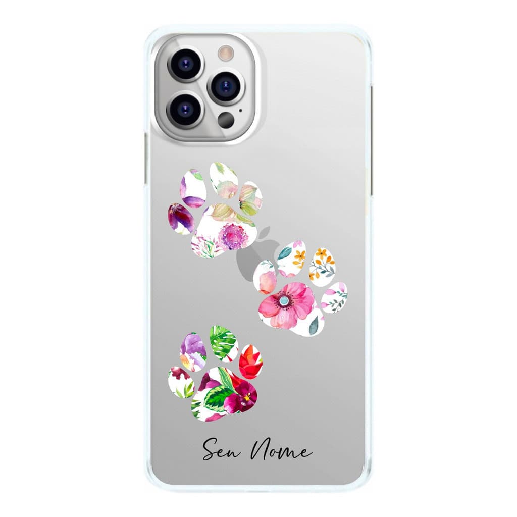 Capinha Patinha Pata Floral Flores com Nome Capa de Celular