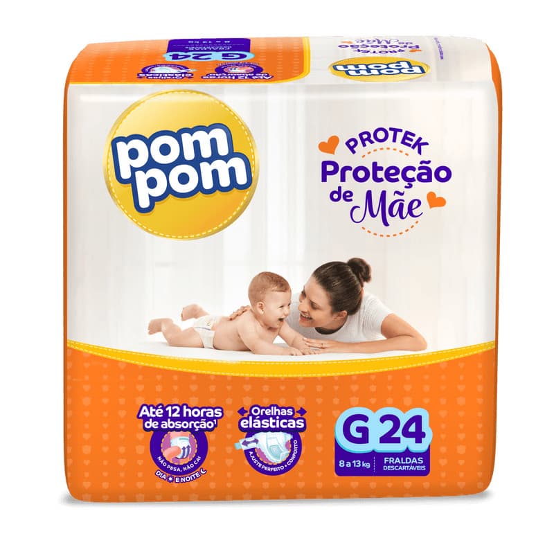 Fralda Pom Pom Derma Protek G 24 Unidades