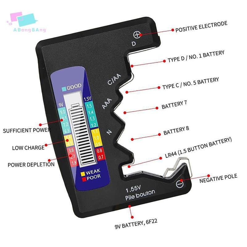 Abongbanghn Testador De Bateria Digital Cdn AA AAA 3V Botão Célula Capacidade Verificação Detector Display LCD Capacitân
