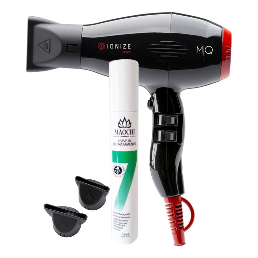 Conjunto  Secador Mq Ionizer 2200w Profissional Motor Ac+Protetor Térmico Maochi 120ML