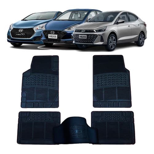 Tapete Automotivo Hyundai HB20 e HB20S em Pvc Ecológico com Borda + Tapete do Túnel (Modelo B)