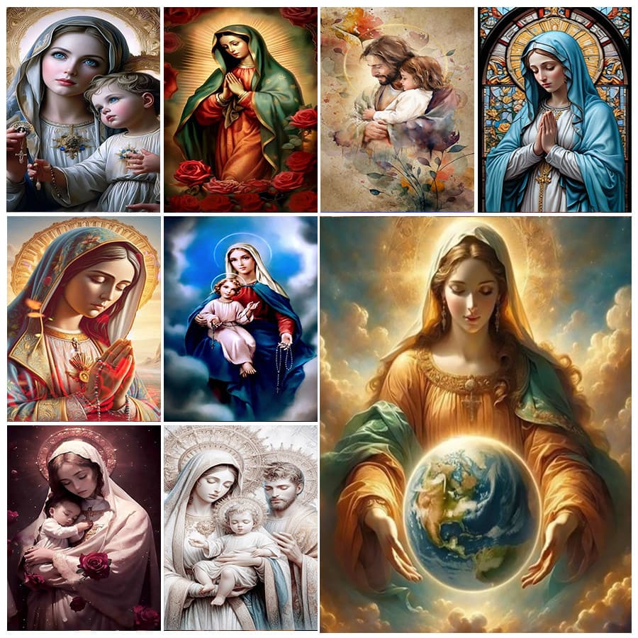 Pintura Com Diamantes 5D Quadros De Crenças Religiosas DIY , Presentes De Decoração De Parede Doméstica , Mosaico Feito À Mão , Arte De A Óleo , Adesivos Digitais De Lazer E Relaxamento