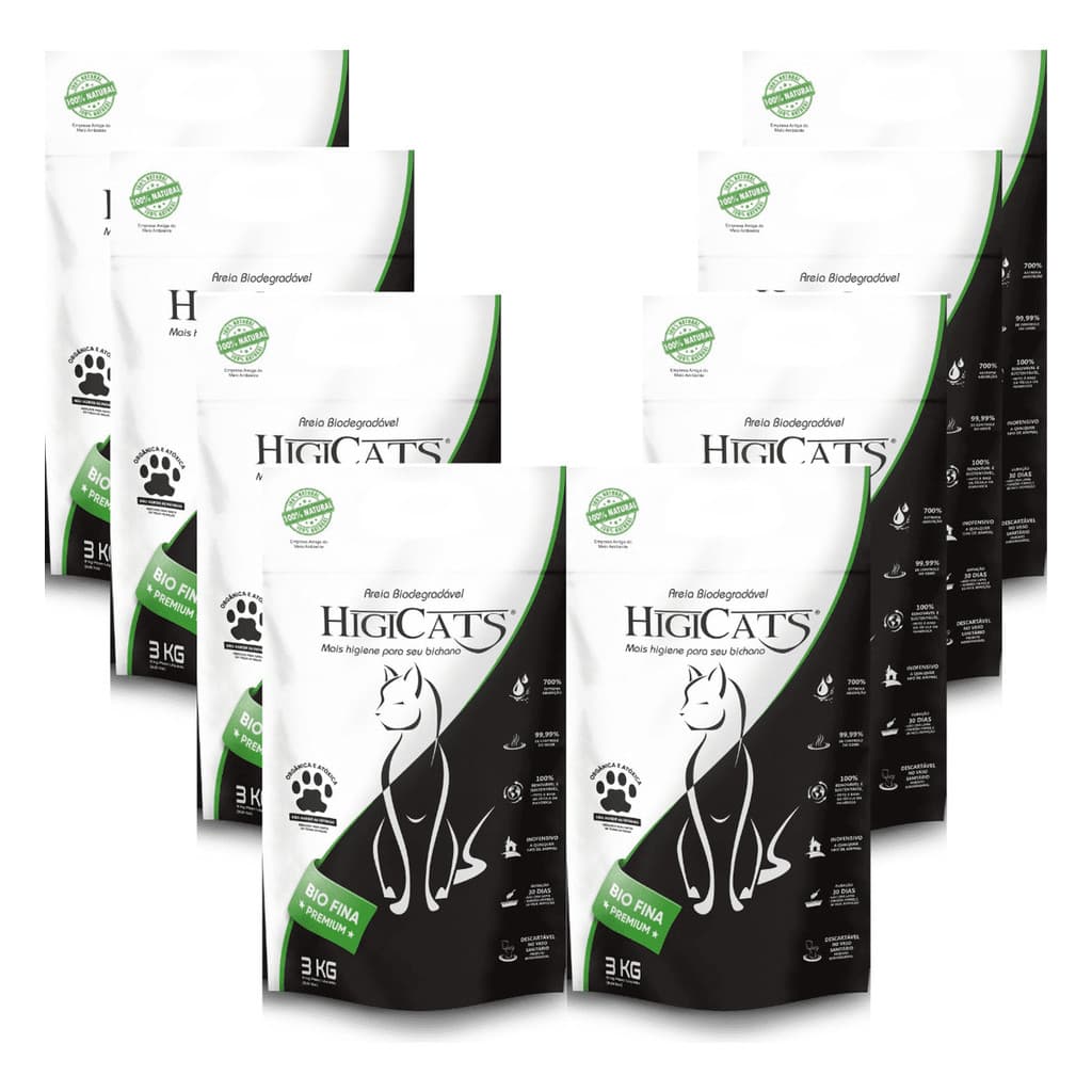 24kg Areia Sanitária HigiCats Natural Biodegradável Gatos