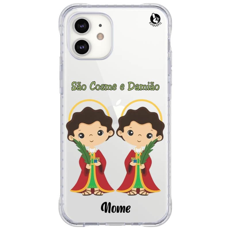 Capinha de Celular São Cosme e Damião Personalizada com nome-Diversos Celulares-Anti Impacto