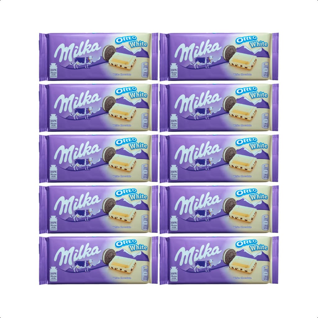 Kit 10 Chocolates Milka Oreo White 100g Importado