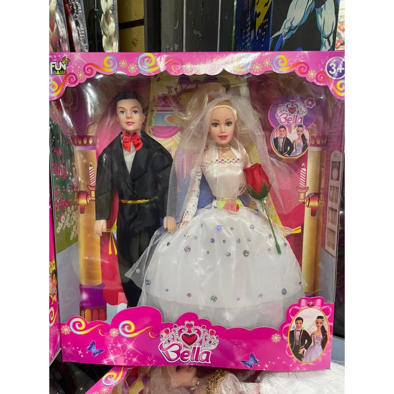 Boneca Bella Casal Vestido Casamento 29 cm Presente Criança Envio Imediato Bonecos articulados Pormoção