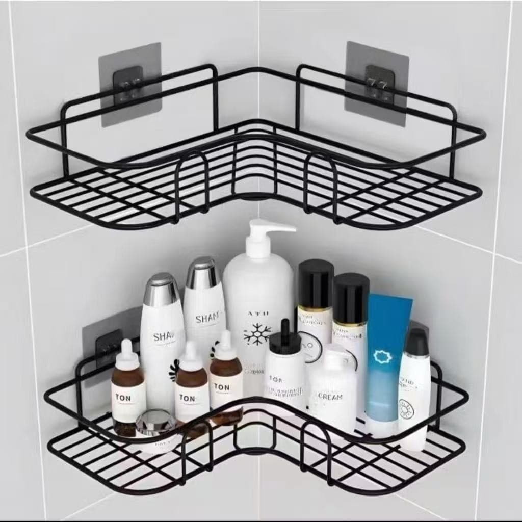 Prateleira De Banheiro Suporte Shampoo Organizador Triângulo Com Adesivo De Parede Cozinha Banheiro