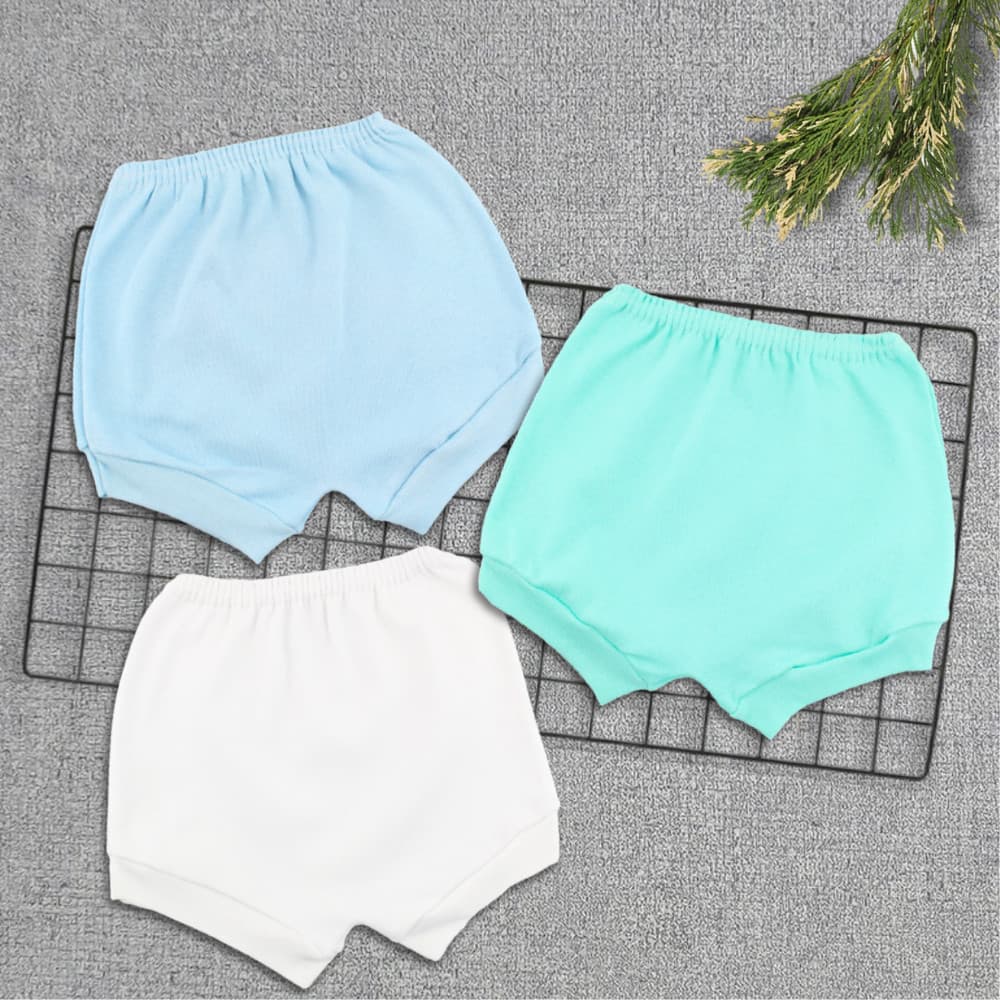 Kit 3 Shorts Tapa Fralda Bebê Unissex Baratinha Tecido Canelado - PP/P/M/G (Atacarejo)