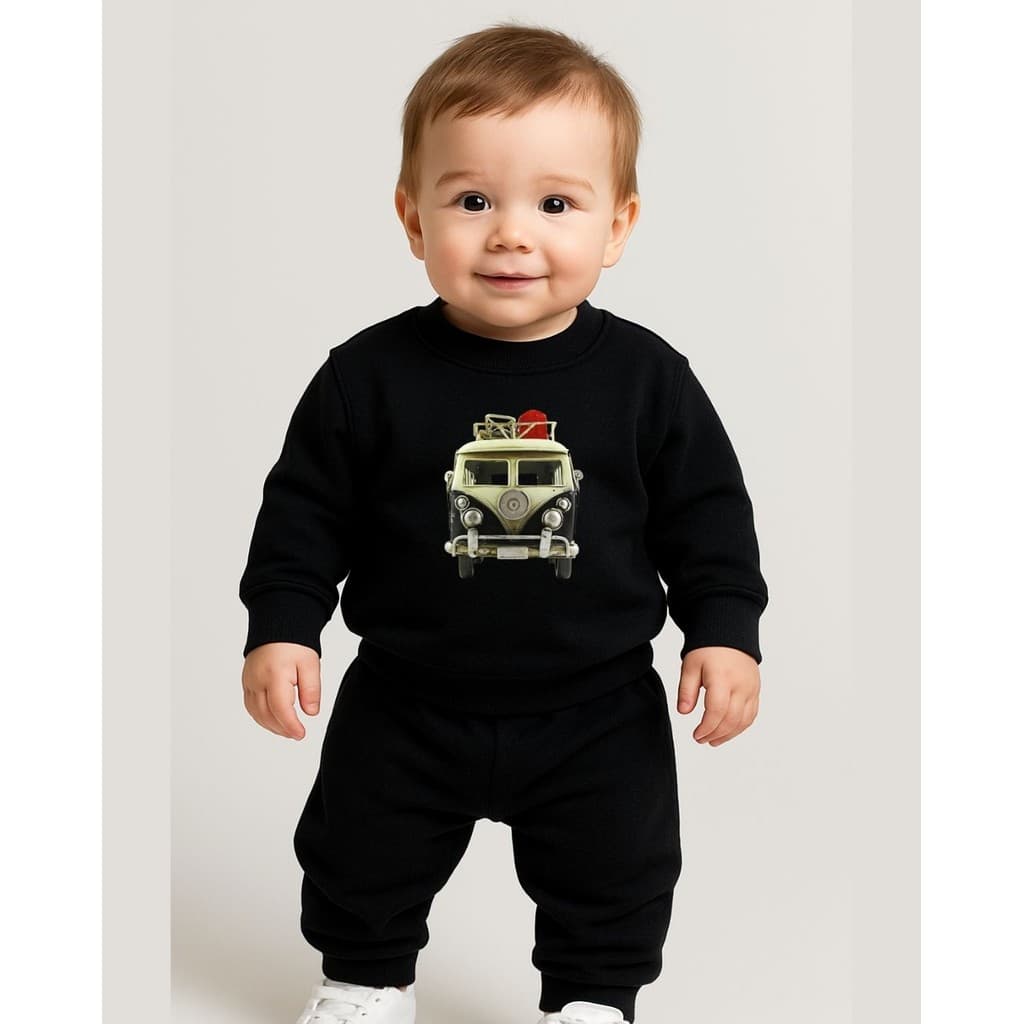 Conjunto Inverno Bebê | Moletom Felpado Secagem Rápida - Estampado Kombi Retrô Menino Menina Escolinha Roupa de Frio