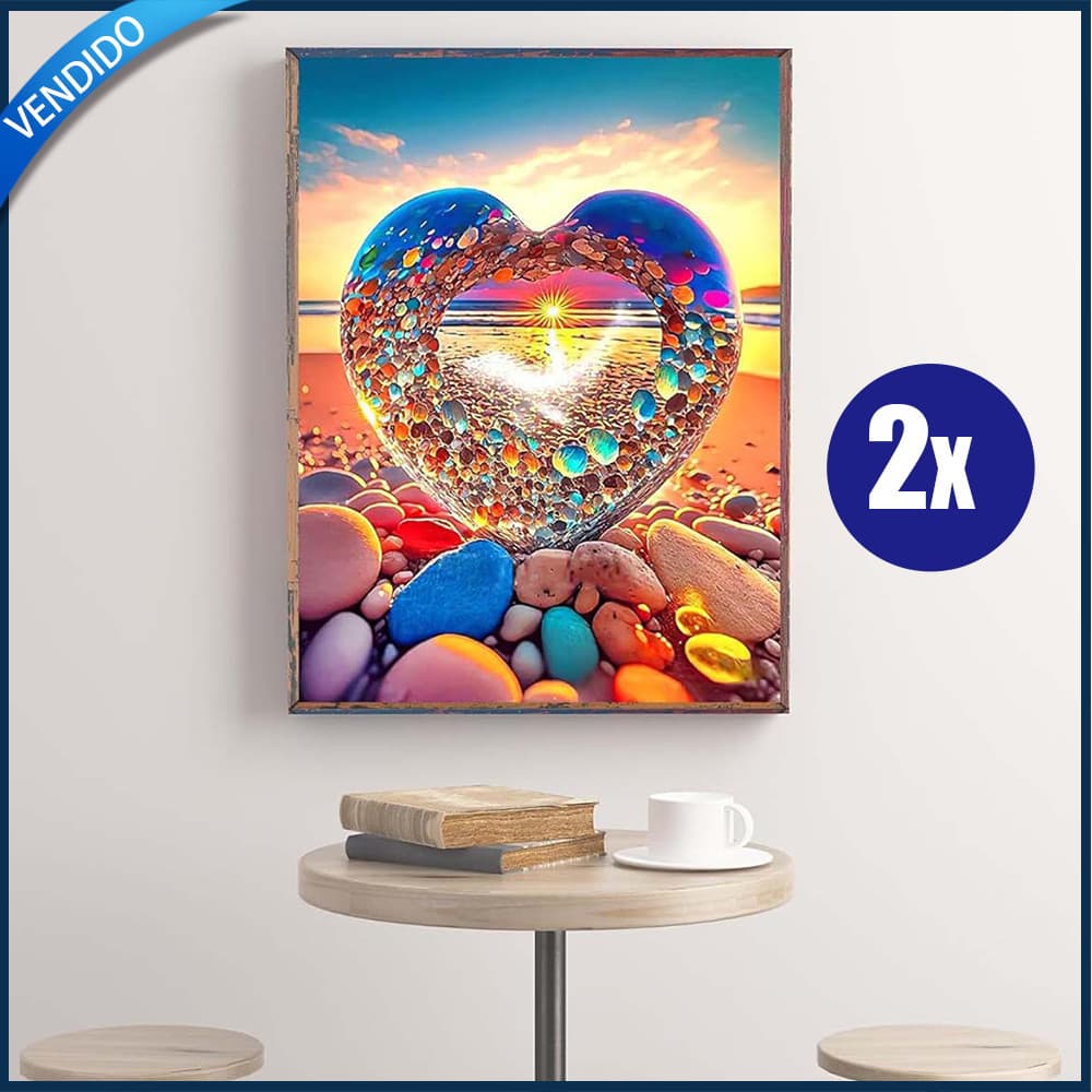 2x Conjunto de pintura com diamantes 5D Pintura decorativa com diamantes Pintura colorida em forma de coração 40x30cm