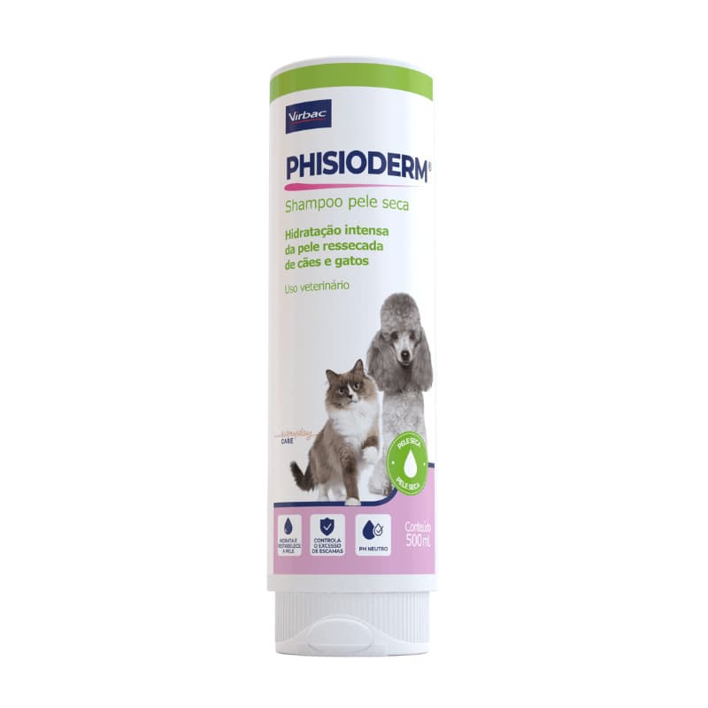 Phisioderm® Shampoo Pele Seca | Virbac 500ml - Shampoo para Cães e Gatos