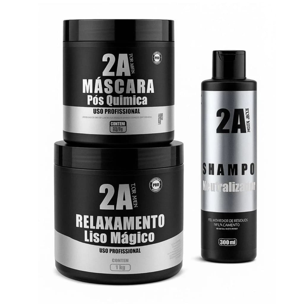 Kit Alisamento Americano Liso Mágico + Shampoo + Hidratante 2a For Men