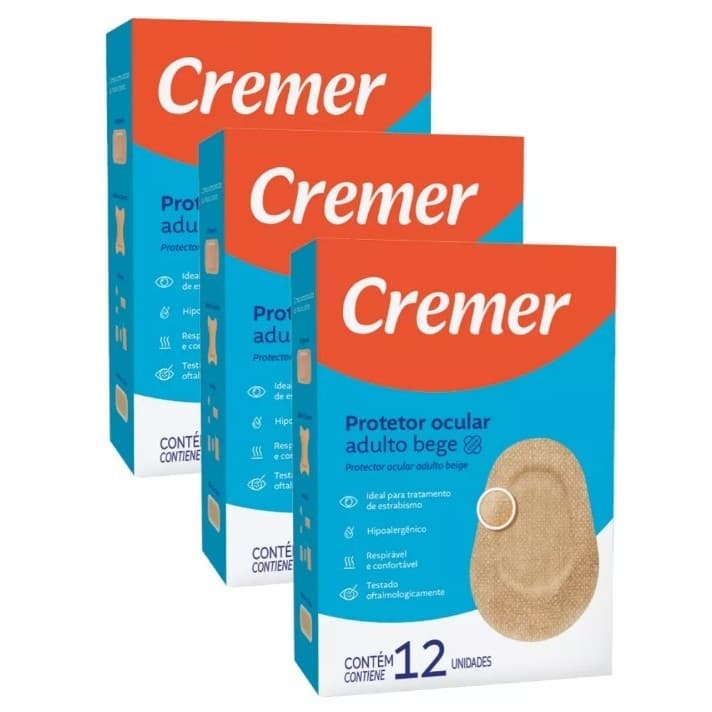 Kit C/3 Caixas de Protetor Ocular (Tampão) Adulto Bege C/ 12 Unidades Cada - Cremer