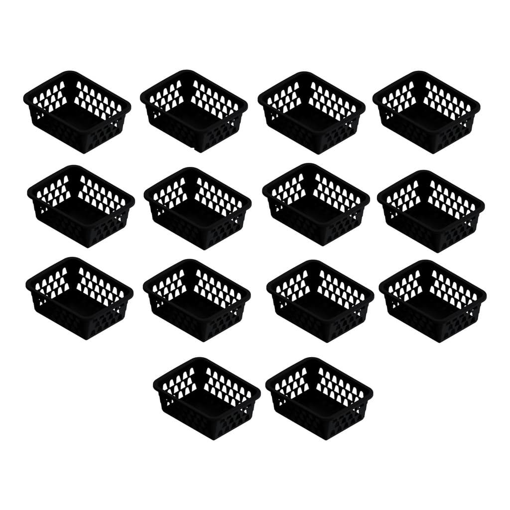 Kit 14 Cesto Organizador Multiuso Lavanderia Banheiro Preto 16x12x6cm