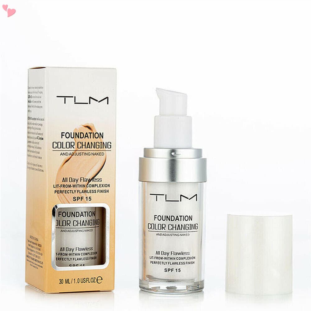 Base Líquida De Que Muda De Cor TLM , Creme De Cobertura De Corretivo Tom De Pele Quente Impecável Para Todo O Dia BB Cream De Maquiagem Todas As Peles SPF15