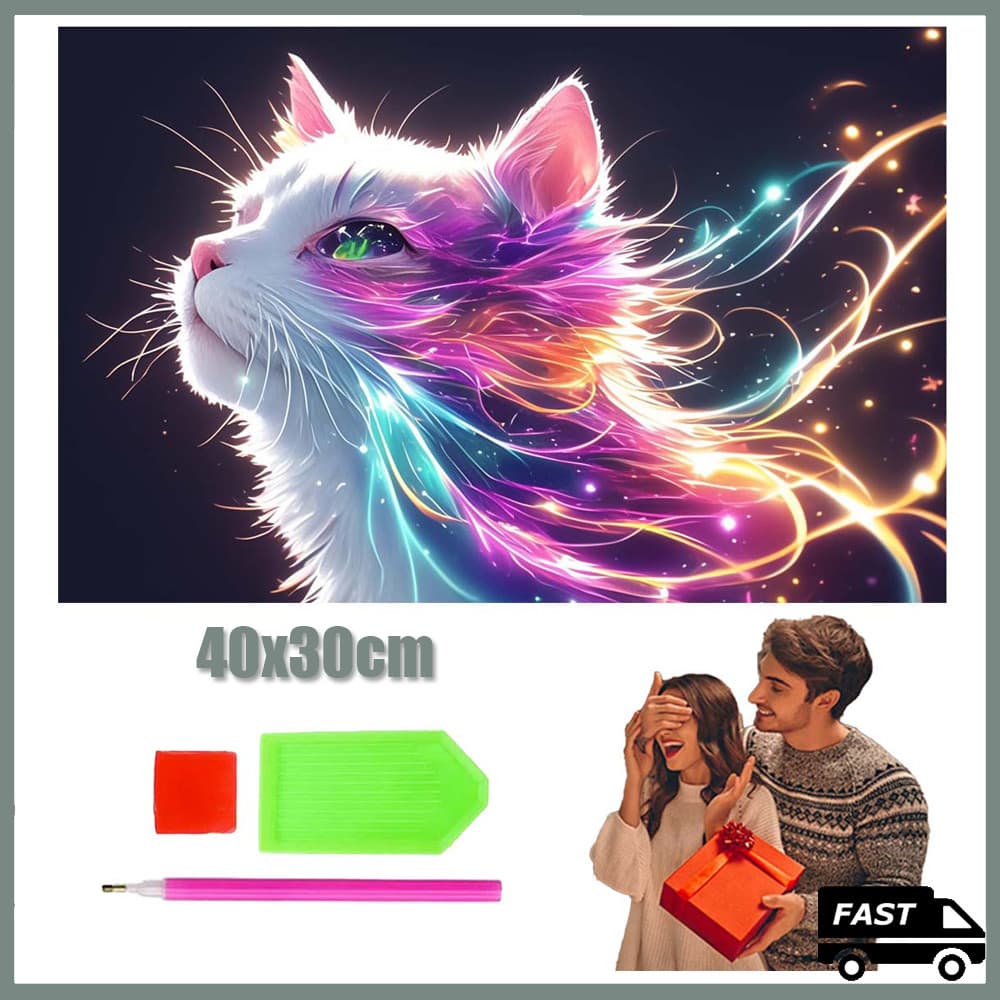 40x30cm 5D DIY Gatos coloridos Quadrado Pintura Com Diamante Broca Completa Arte Artesanato Decoração Diamond Painting