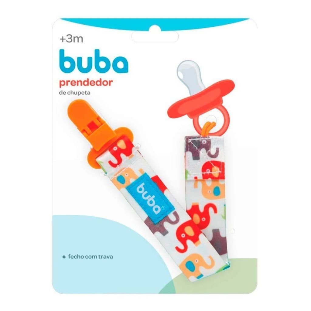 Buba Prendedor de Chupeta Elefantinho Universal Clip para Chupeta Bebê Seguro Original 7477