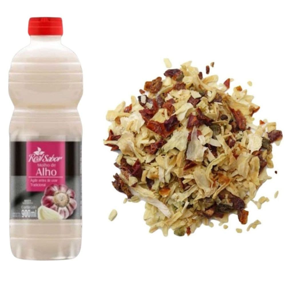 Molho De Alho 900 ML + Tempero Linha Premium Da Sua Escolha 1 Kilo - Super Linha Premium Mais Tempero