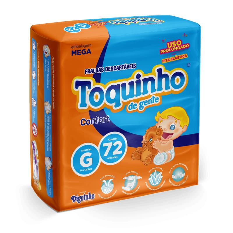 Fralda Infantil Toquinho de Gente Confort G 72 Unidades