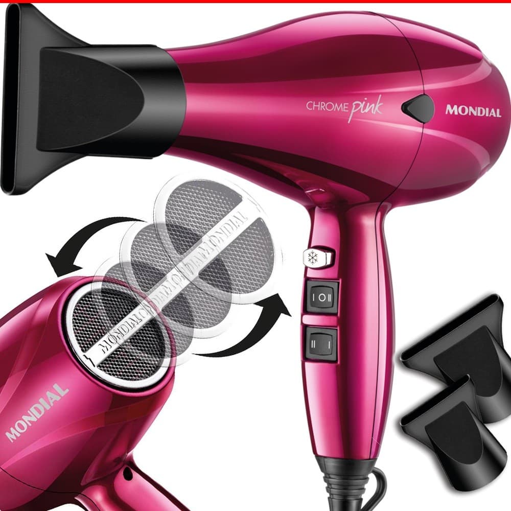 Secador Profissional Mondial Chrome 2000w Pink SC-33 Íon