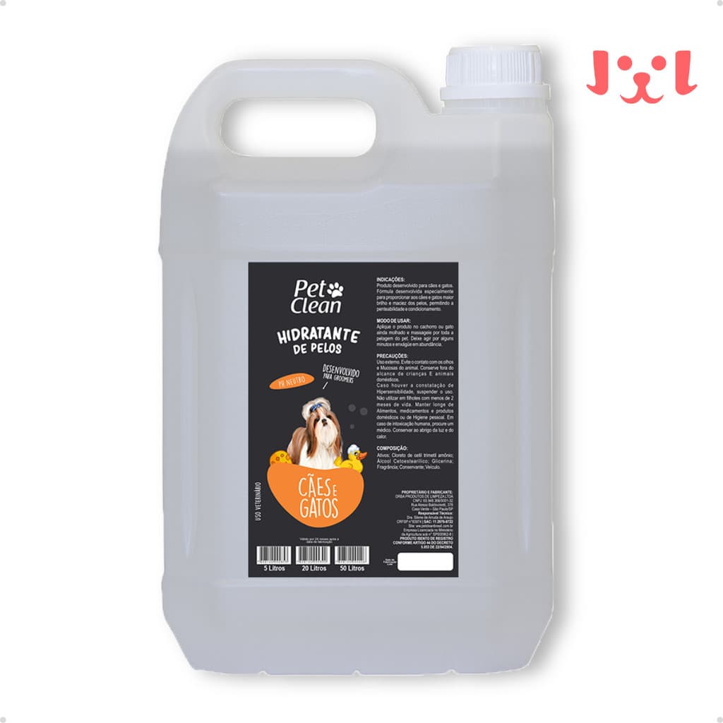 Shampoo e Condicionador Pet Shop para Cachorro e Gato Pet Clean Creme Hidratante - Galão 5L