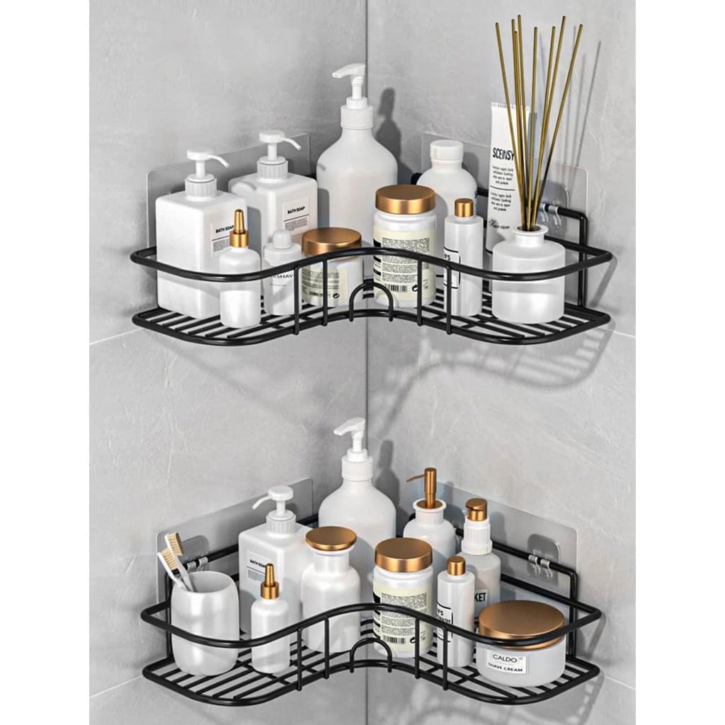 1 ou 2 Prateleira De Banheiro Suporte Shampoo Organizador Triângulo Com Adesivo De Parede Cozinha Top&casa