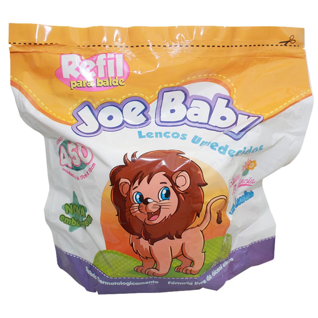 KIT LENÇO UMEDECIDO COM 450 UNIDADES JOE BABY REFIL BALDE