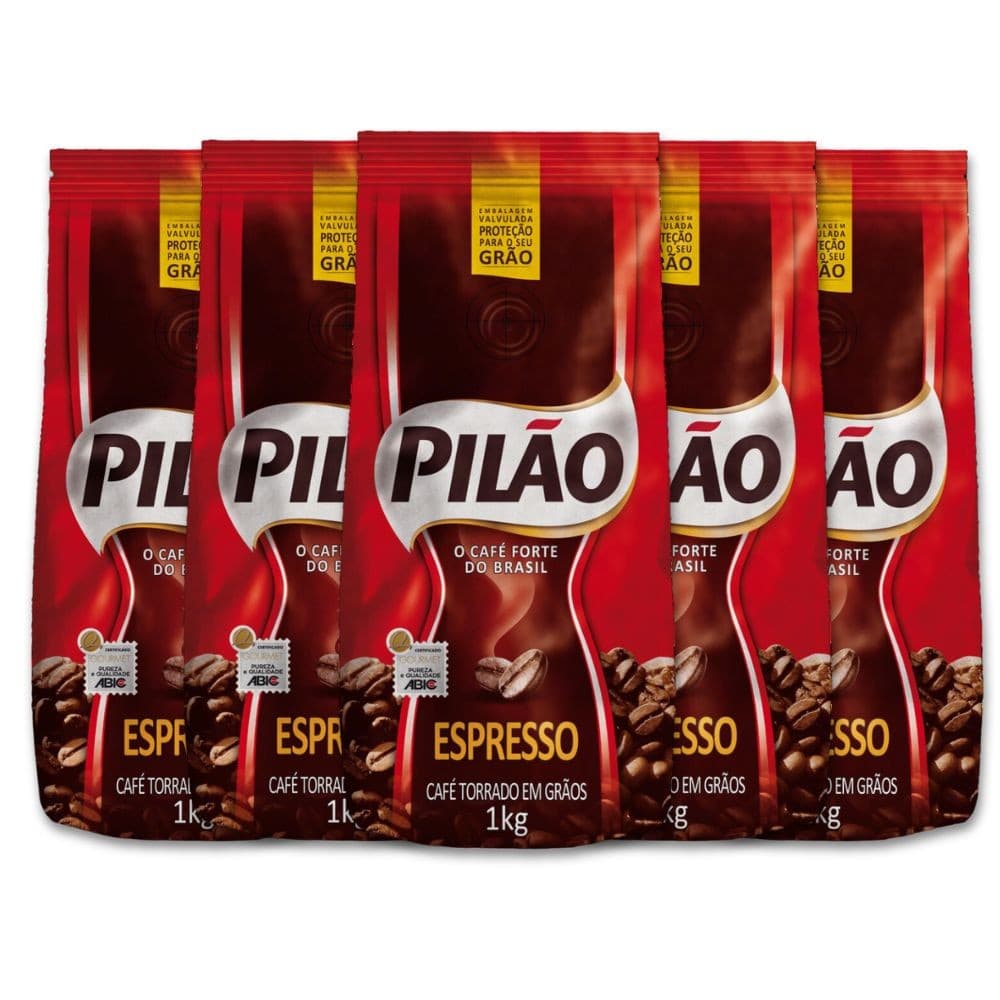 Café Pilão Torrado em Grãos Espresso Kit 5 Pacotes 1kg