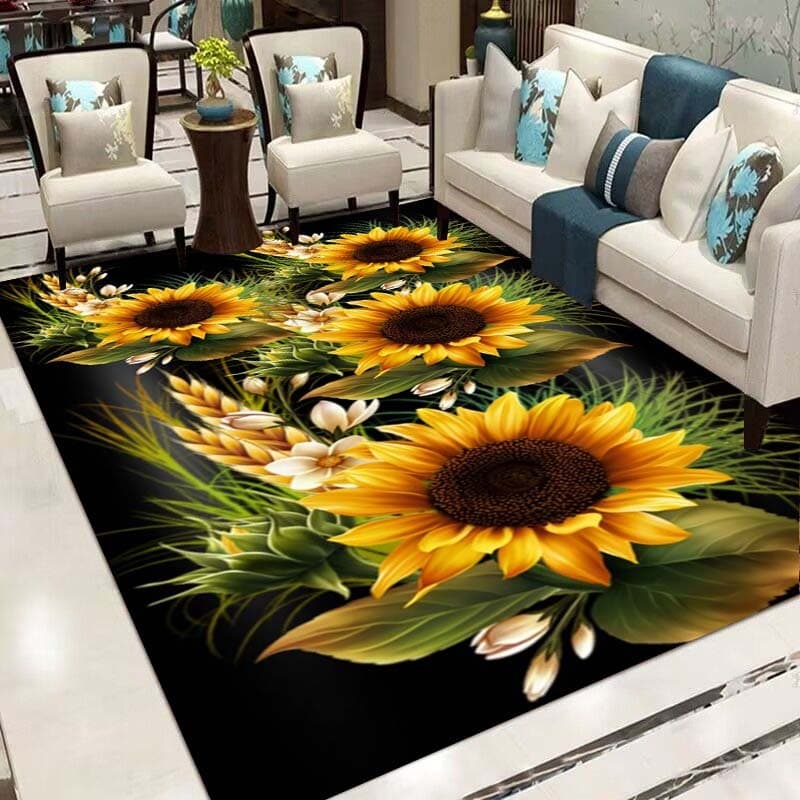 Tapete Antiderrapante Com Estampa De Girassol Para Casa , Rastejante Área De Sala De Estar De Decoração De Cabeceira De Quarto