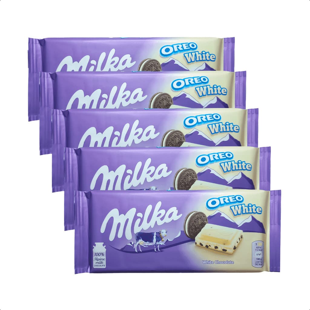 Kit 5 Chocolates Milka Oreo White 100g Importados