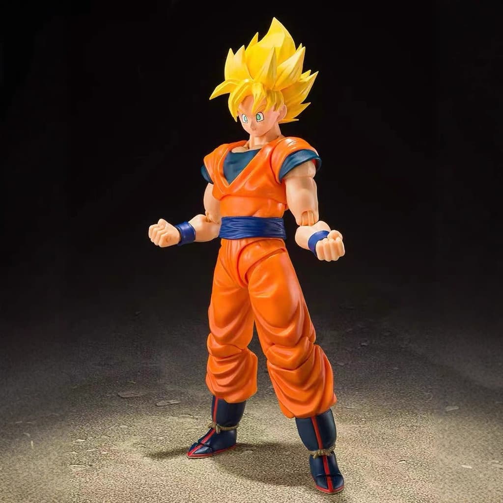 SHF Boneco Goku Super Sayajin 14 cm Articulado Action Figure Anime P/Coleção