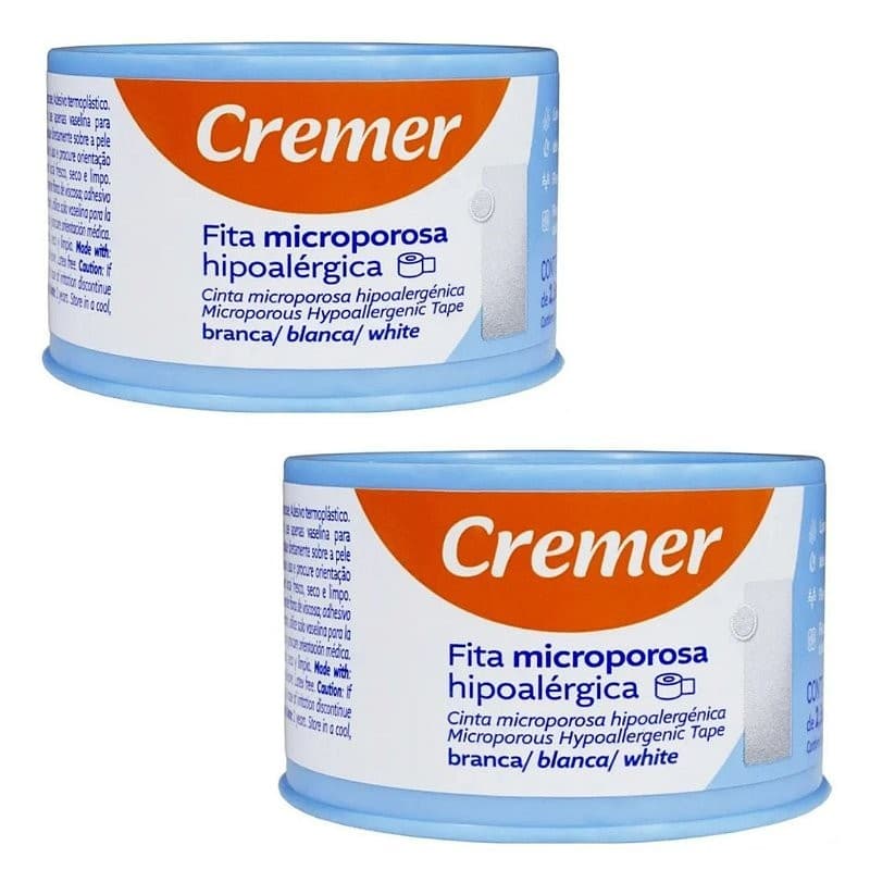 Kit C/2 Fitas Microporosa Branca Hipoalérgica 2,5cm X 10M - Cremer
