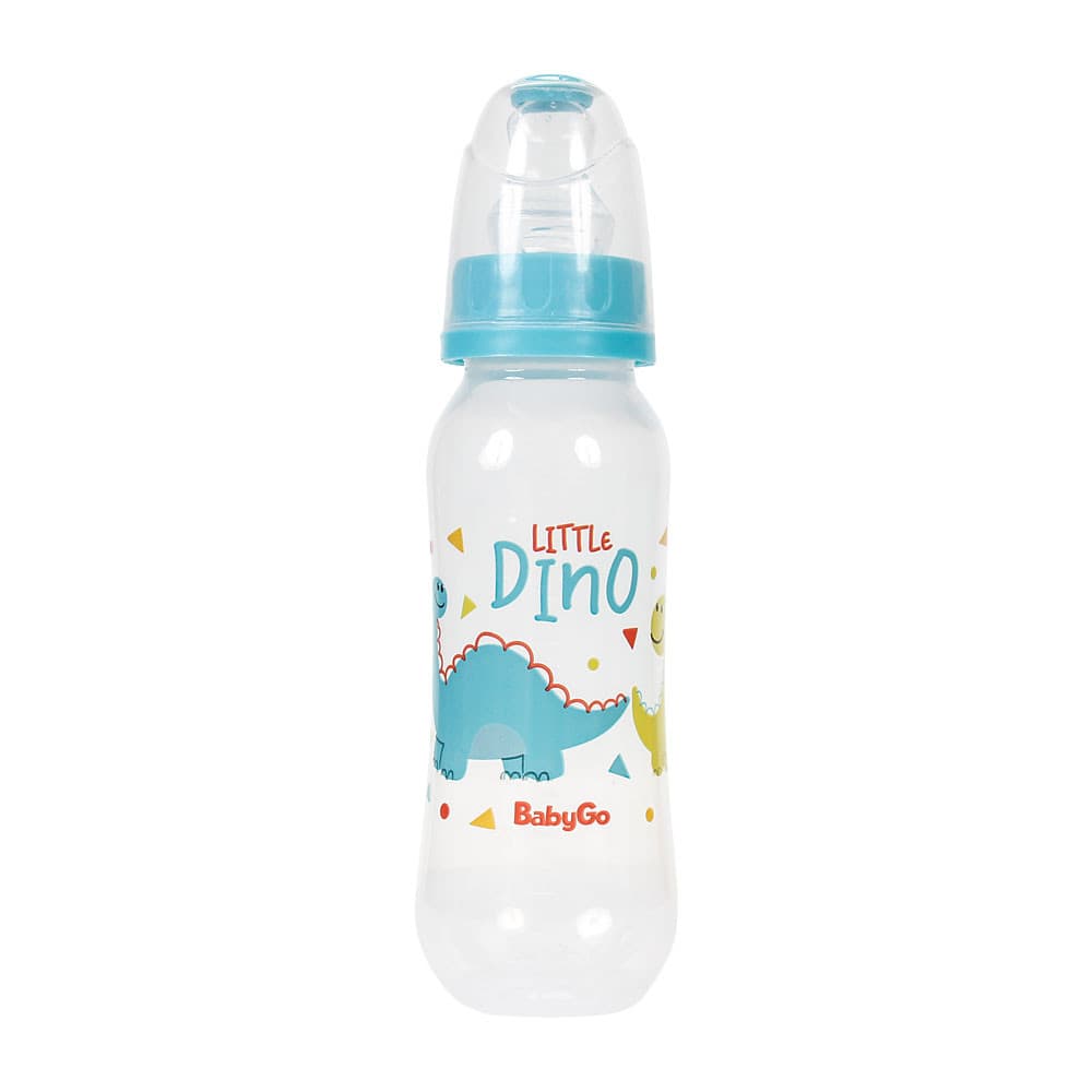 Mamadeira Bico Macio Ortodôntico Little Dino Azul 240ml BabyGo