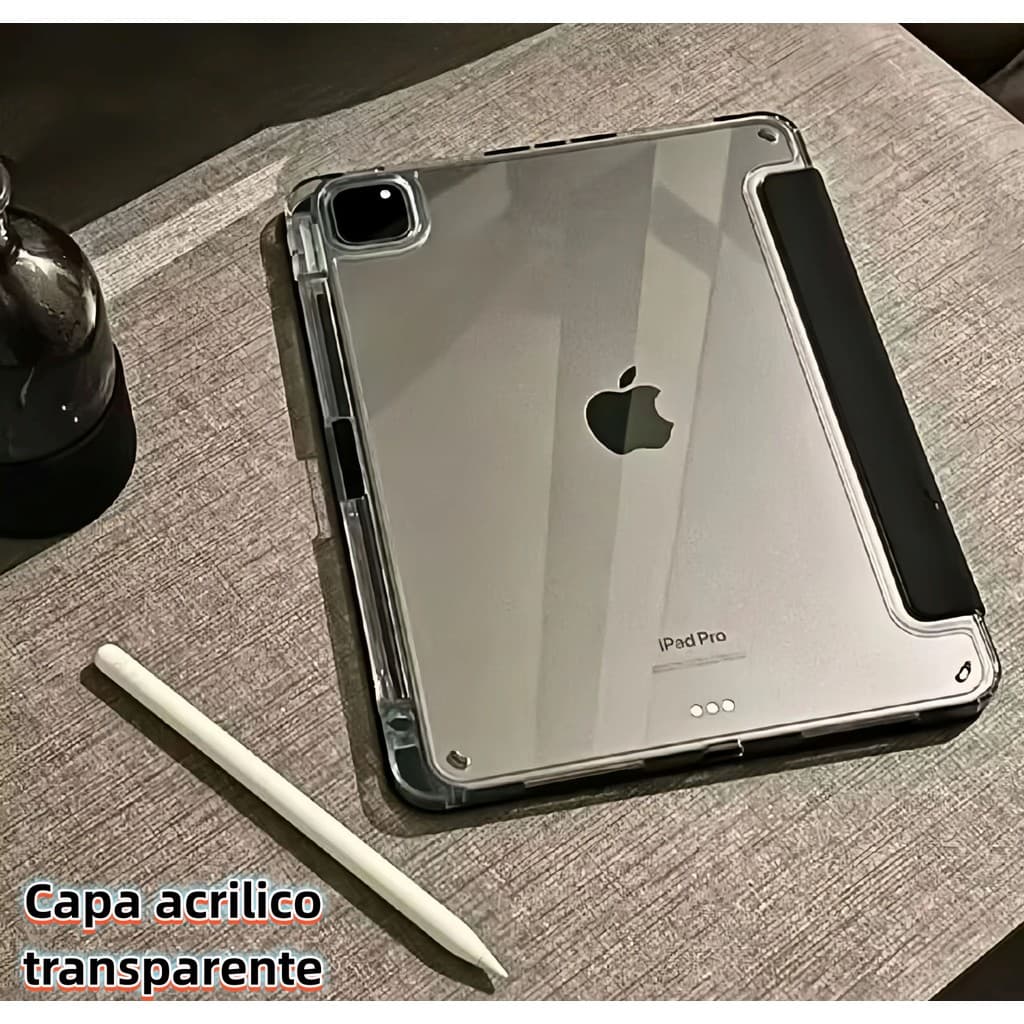 Capa Transparente para Tablet Compatível com 7/8/9/10 e 11” – Anti-Choque, Slot para Caneta, Auto Sleep