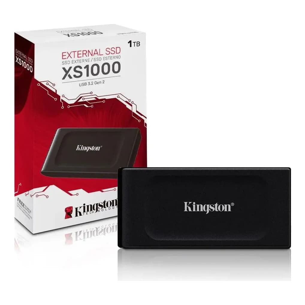 Ssd 1tb Externo Portátil Kingston Xs1000 Usb 3.2 Gen 2x2 Leitura: 1050 Mb/s - Sxs1000/1000g Preto