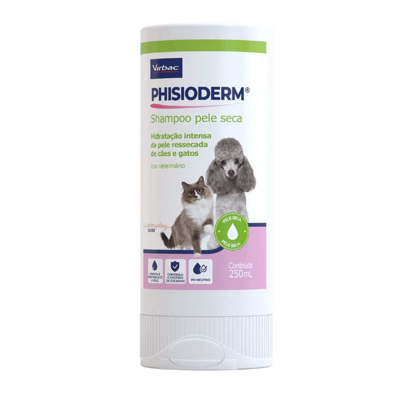 Phisioderm® Shampoo Pele Seca | Virbac 250ml - Shampoo para Cães e Gatos