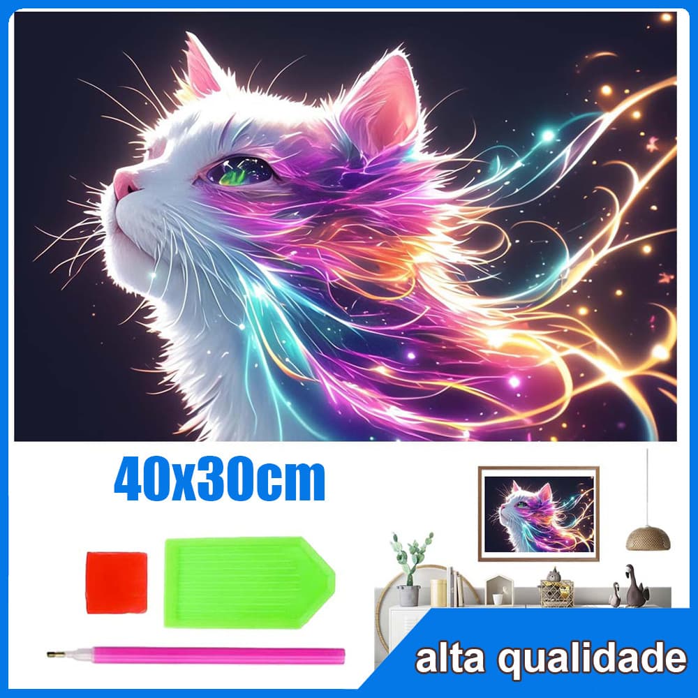 40x30cm Gatos coloridos Quadrado Pintura Diamante 5D Pintura de Diamante Pintura Com Diamante A Óleo 5D DIY Decorativa
