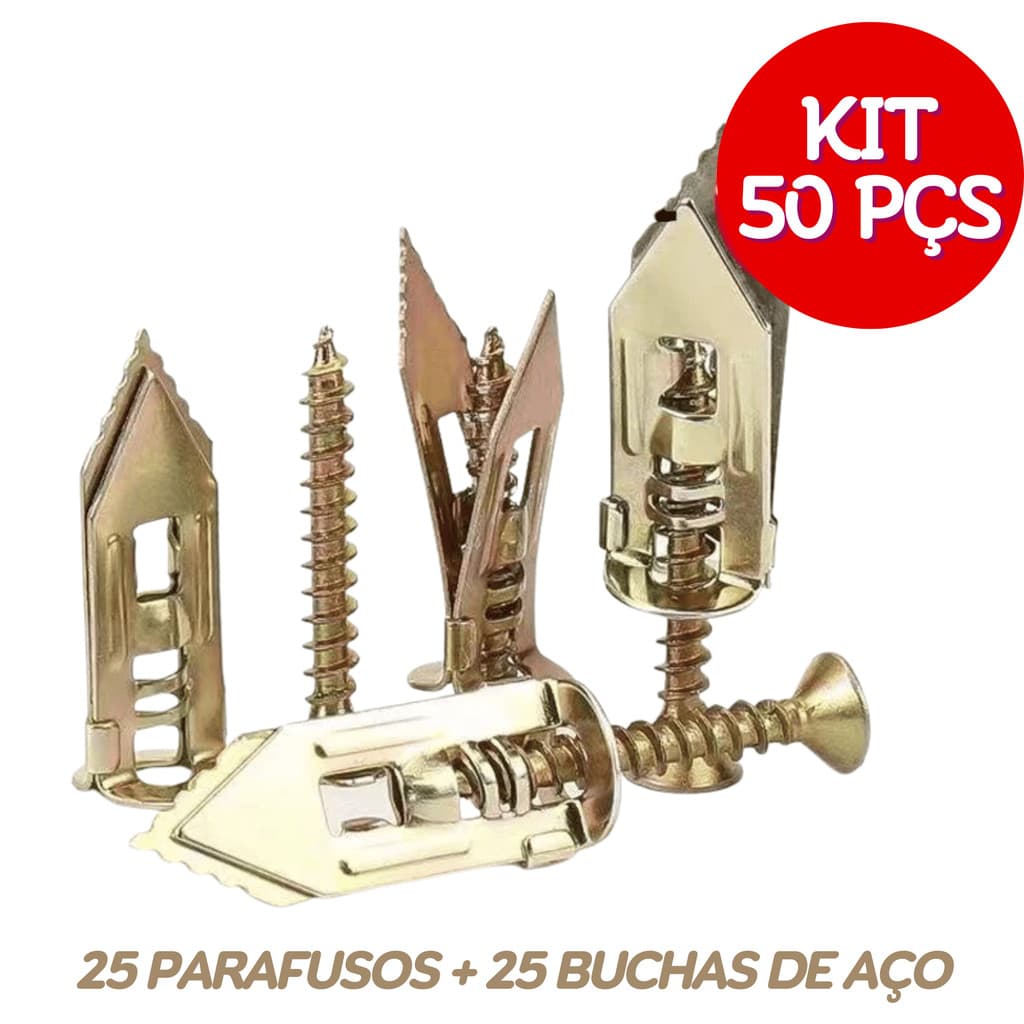 Kit Parafusos De Expansão 25 Peças Para Placa De Gesso E Drywall Buchas E Parafusos Completo