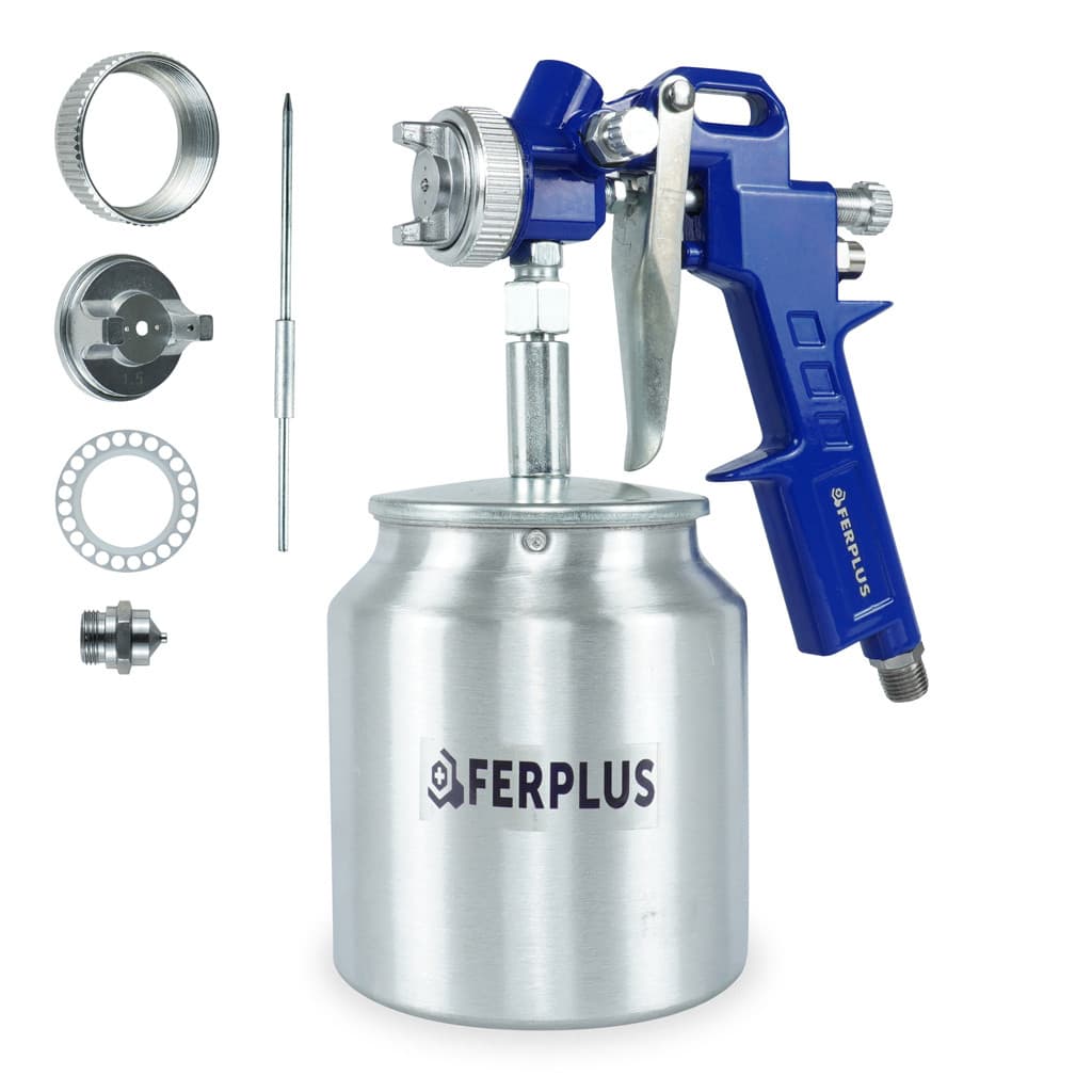 Kit Completo Pistola Pintura Pneumática 750ml + Kit Reparo Bico 1,5mm E Agulha