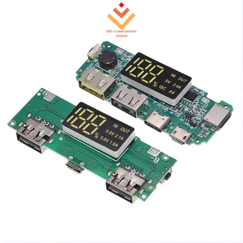 LED Dual USB 5V 2.4A Micro TypeC Mobile Power Bank 18650 Módulo De Carregamento Placa De Carregador De Bateria De Lítio
