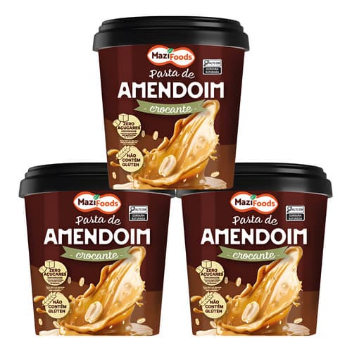 3 Pasta Amendoim Integral Natural Saudável Crocante 1,01kg