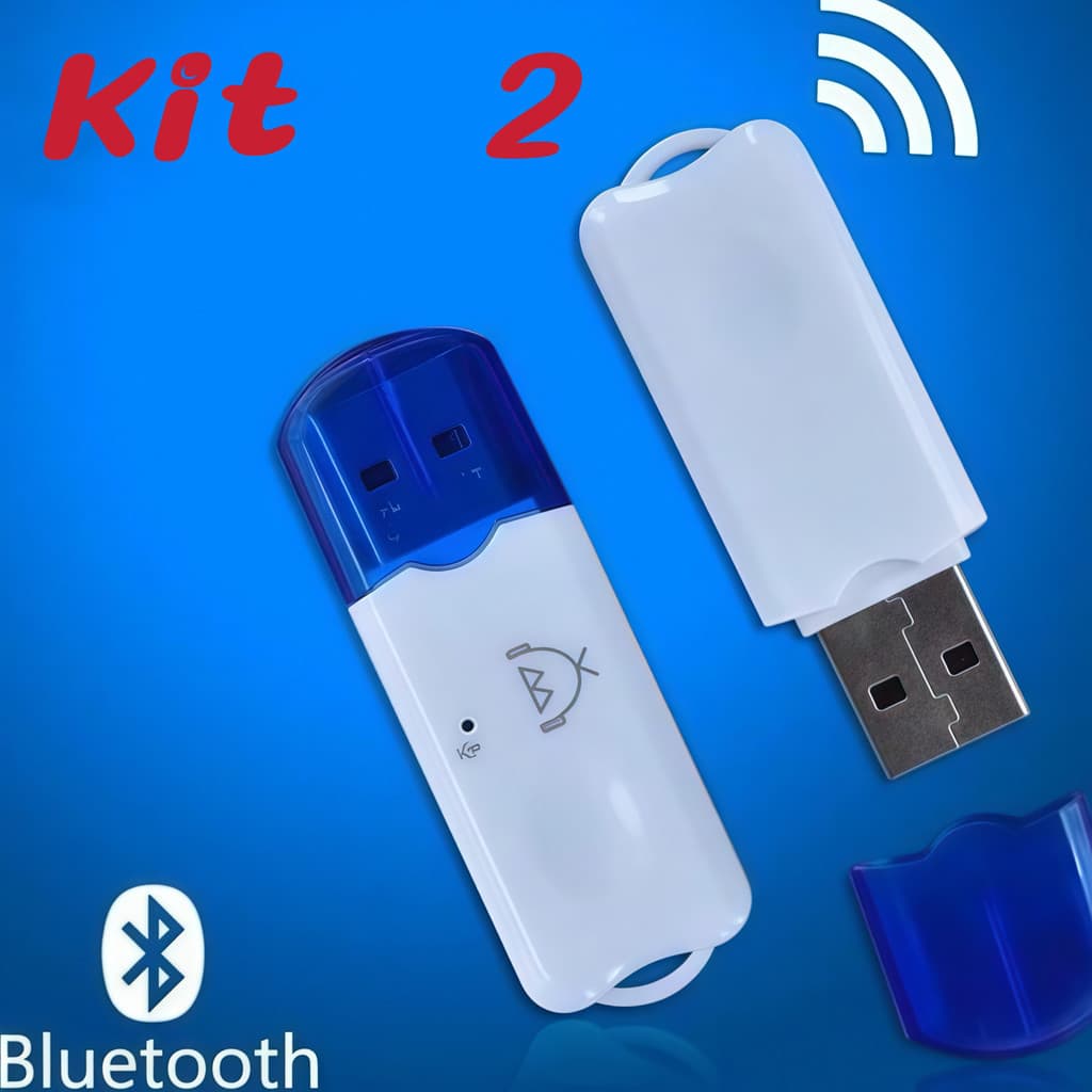 Kit 2 USB Adaptador Receptor Bluetooth Som Música Carro Telefone