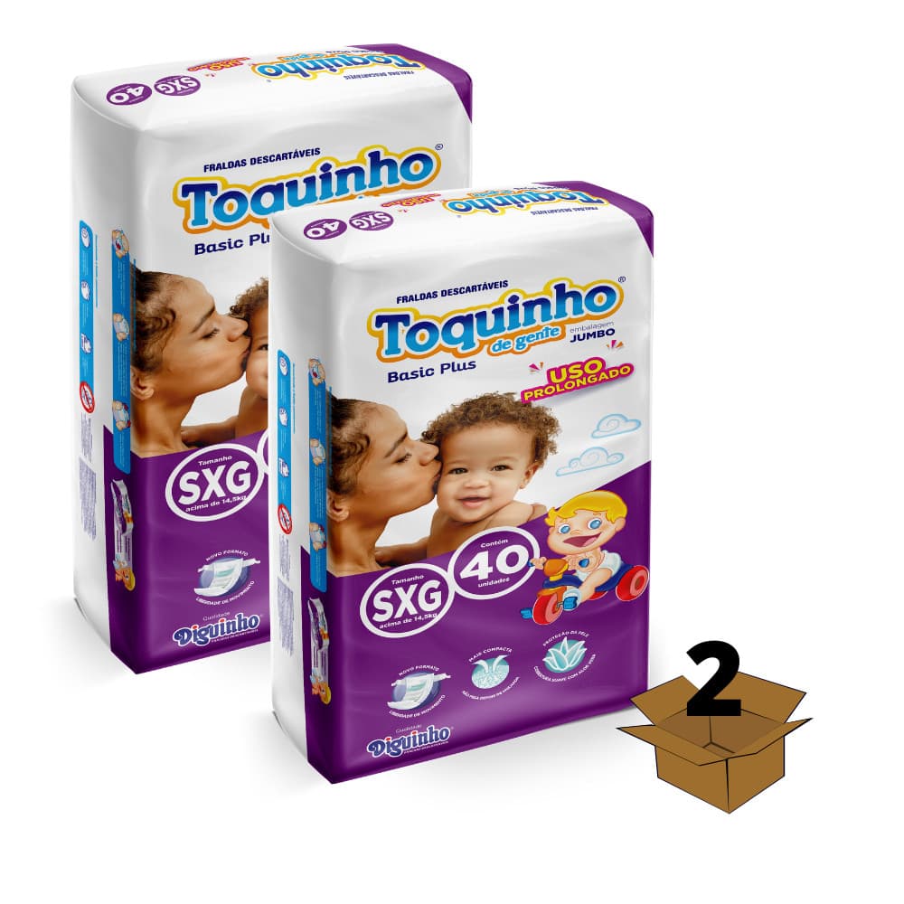 Fralda Infantil com toque de algodão kit 2 pacotes SEG 80 fraldas