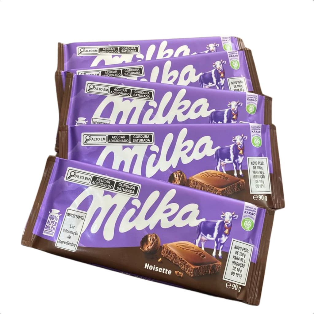Kit 5 Chocolate Milka Noisette Creme de Avelã Importado