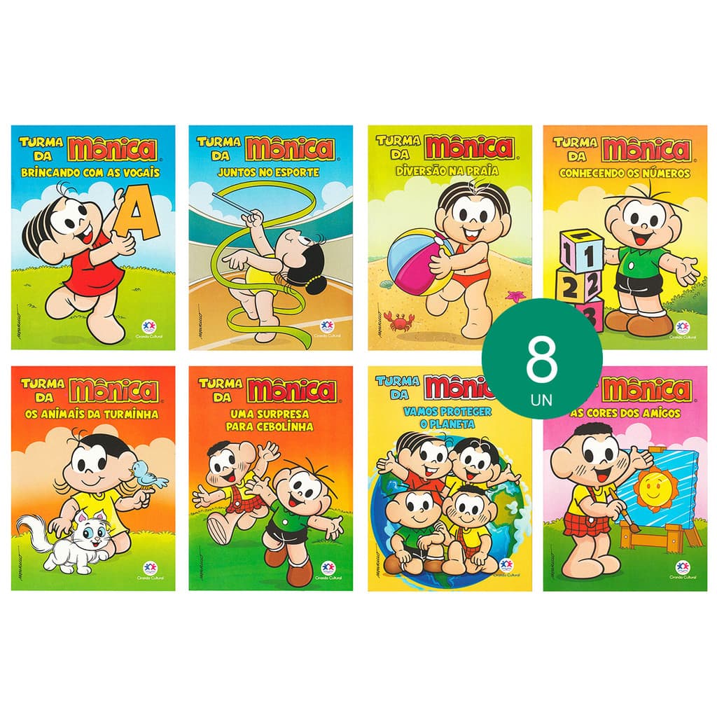 Kit 8 Livrinhos Turma da Mônica Lembrancinha Sacolinha de Aniversário Festa Escola Ciranda Cultural