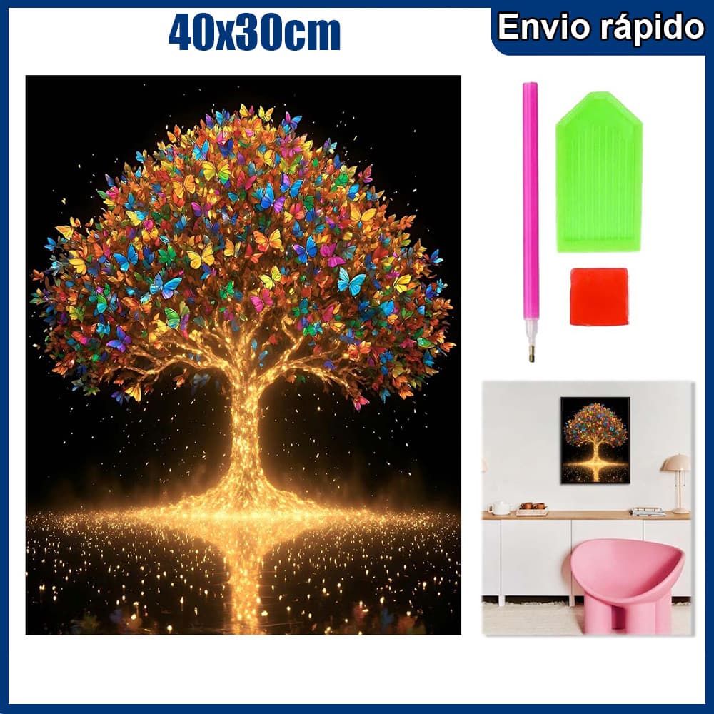 40x30cm Borboleta e árvore leves Pintura Diamante 5D Pintura de Diamante Kits De Pintura Diamante Para Adultos Quadrado