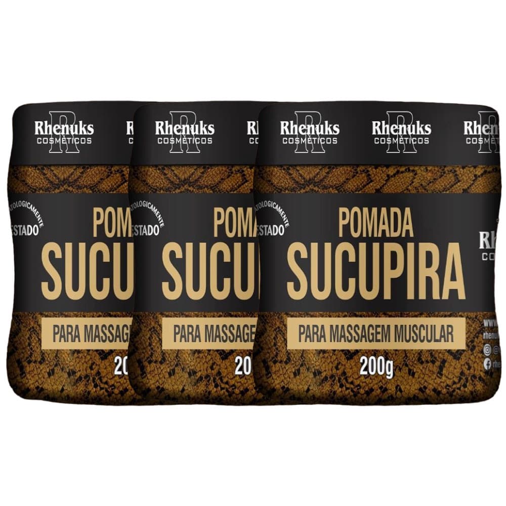 Kit C/3un Pomada Sucupira 200g-Rhenuks