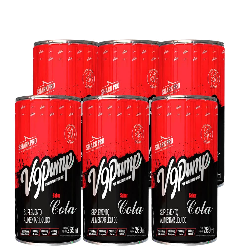 V9 Pump Drink Bebida Pré-Treino (Pack 6 Latas de 269ml ) Shark Pro