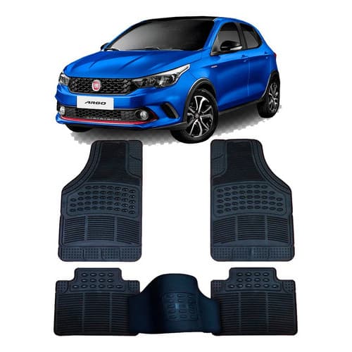 Tapete Automotivo Fiat Argo Universal em Pvc Grosso com Borda + Tapete Túnel Traseiro (Modelo G)