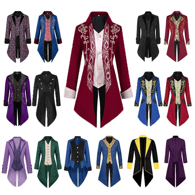 2025 Jaqueta Medieval Steampunk Masculina de Halloween Gótica Victoria Era Sapo Jaqueta Uniforme